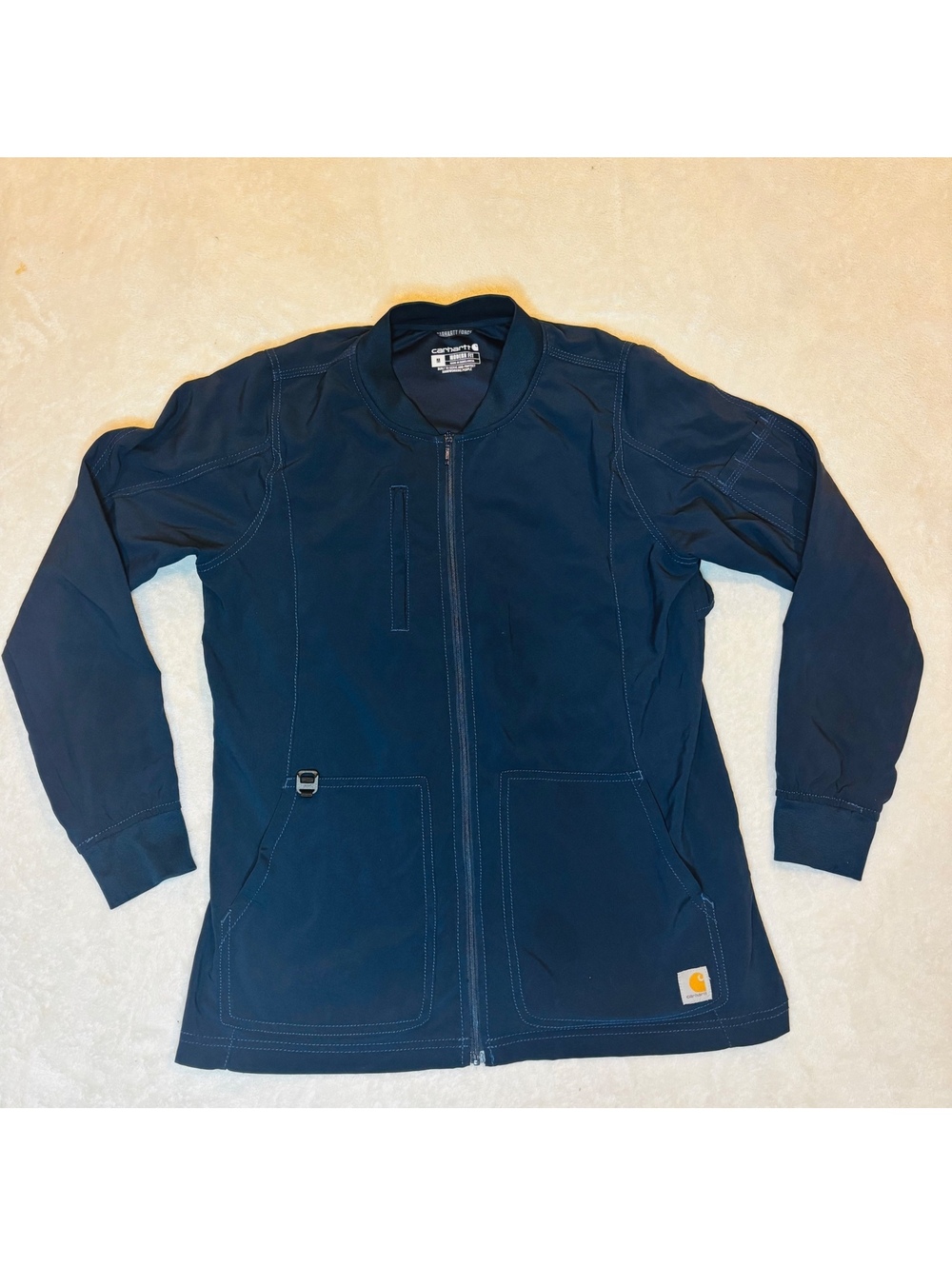 Carhartt Jacket Womens Medium Blue Scrub Softshell Rugged Flex Fleece Modern Fit - Picture 2 of 8